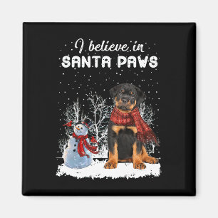 Cute Rottweiler Dog Christmas Snowman Christmas Pa Magnet