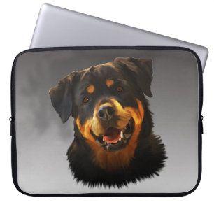 Cute Rottweiler Dog Water Colour Art Portrait Laptop Sleeve