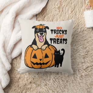 Cute Rottweiler Halloween No Tricks Just Treats Cushion