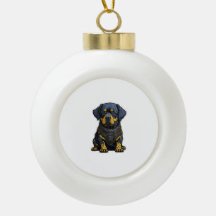 Cute Rottweiler in armour Ceramic Ball Christmas Ornament
