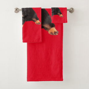 Cute Rottweiler Puppy Wearing Cartoon Santa Hat Bath Towel Set