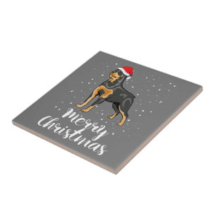 Cute Rottweiler Santa Hat Merry Christmas Costume Ceramic Tile