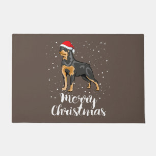 Cute Rottweiler Santa Hat Merry Christmas Costume Doormat