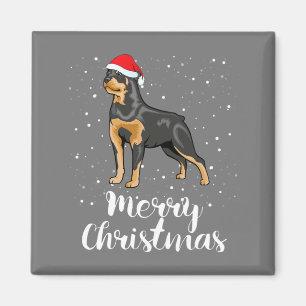 Cute Rottweiler Santa Hat Merry Christmas Costume Magnet