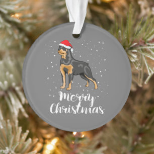 Cute Rottweiler Santa Hat Merry Christmas Costume Ornament