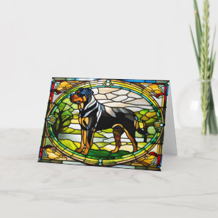 Cute Rottweiler Stained Glass Card