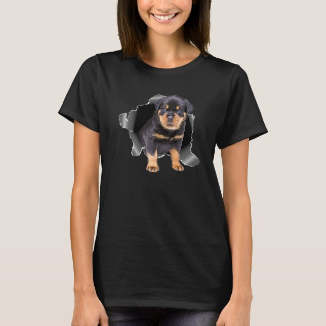 Cute Rottweiler Torn Cloth -Rottweiler Lover Dog O T-Shirt (Front)