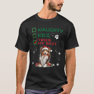 Cute Rough Collie Dog Christmas Naughty Nice Tried T-Shirt