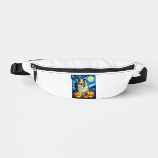 Cute Rough Collie Dog Halloween Jack O Lantern Pum Bum Bags