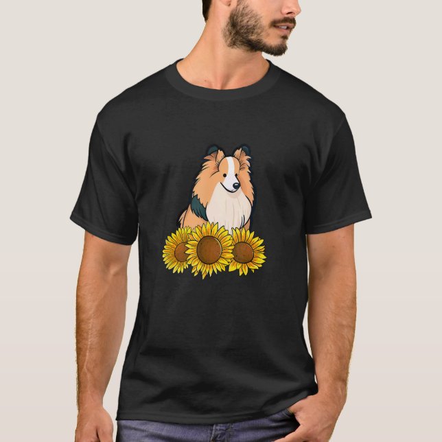 Cute Rough Collie Dog Sunflower Graphic for Women  T-Shirt (Front)
