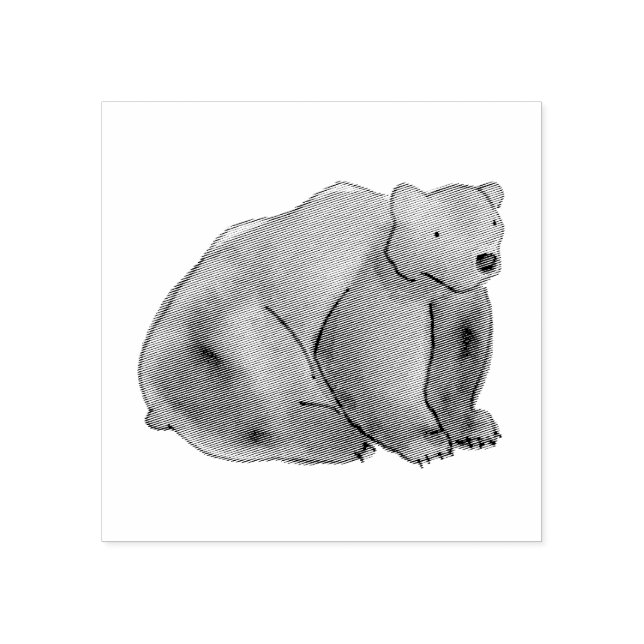 Cute Round Bear Rubber Stamp (Imprint)