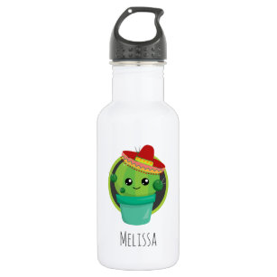 Cute Round Cactus in a Red Sombrero 532 Ml Water Bottle