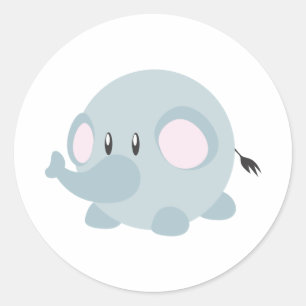 Cute Round Elephant Classic Round Sticker