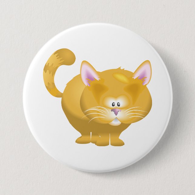 Cute Round Ginger Tabby Cat 7.5 Cm Round Badge (Front)