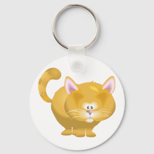 Cute Round Ginger Tabby Cat Key Ring