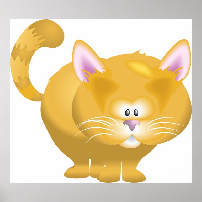 Cute Round Ginger Tabby Cat Poster (Front)