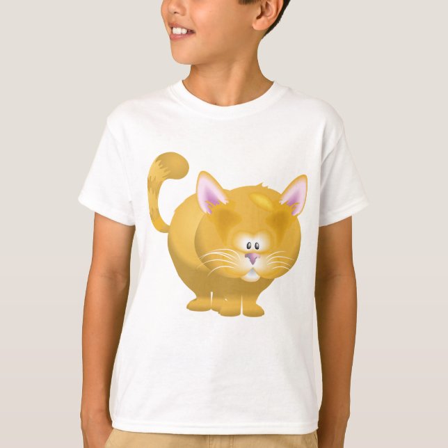 Cute Round Ginger Tabby Cat T-Shirt (Front)
