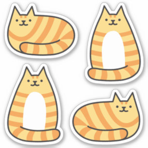 Cute Round Kawaii Stripey Orange Tabby Cat