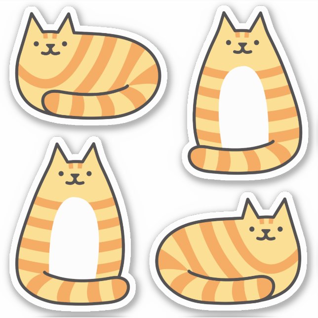 Cute Round Kawaii Stripey Orange Tabby Cat (Front)