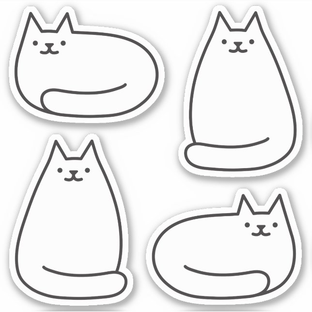 Cute Round Kawaii White Cat (Front)