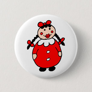 Cute Round Little Girl Cartoon Red 6 Cm Round Badge