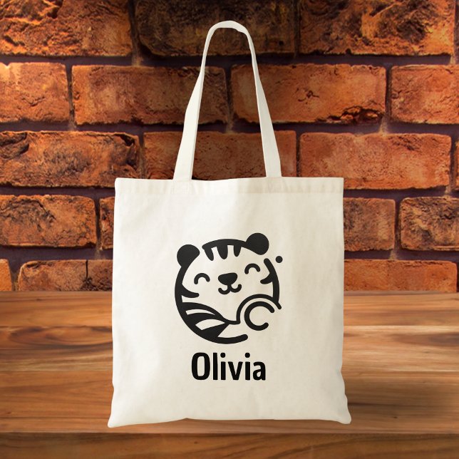 Cute Round Minimalist Kitten Face Tote Bag (Creator Uploaded)