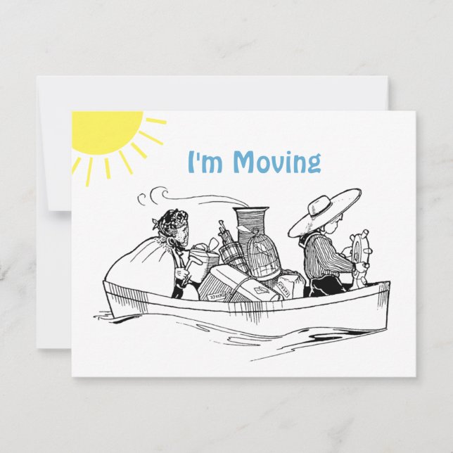 Cute Row Boat Flat I'm Moving  Announcement Card (Front)