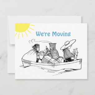 Cute Row Boat Flat We're Moving Announcement Card
