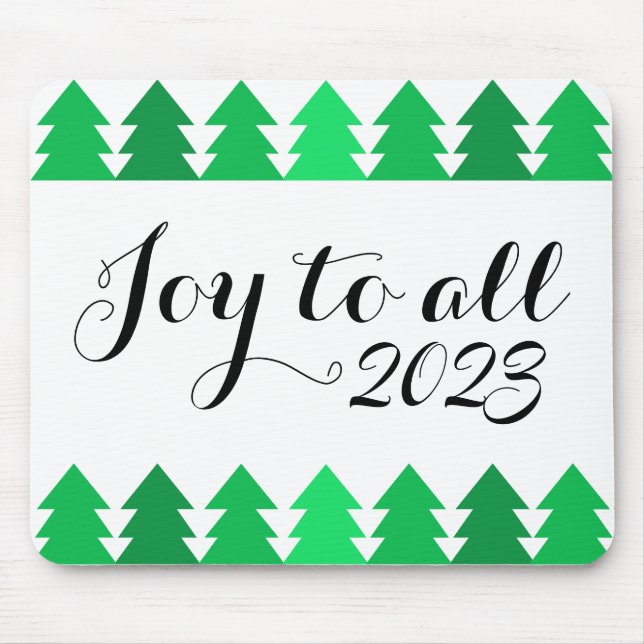 Cute Rows of Green Christmas Trees Joy Custom Year Mouse Pad (Front)