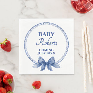Cute Royal Blue Boy Baby Shower Napkin