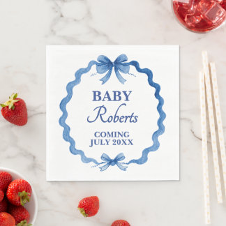 Cute Royal Blue Boy Baby Shower Napkin