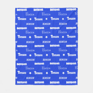 Cute royal blue repeating name personalised fleece blanket