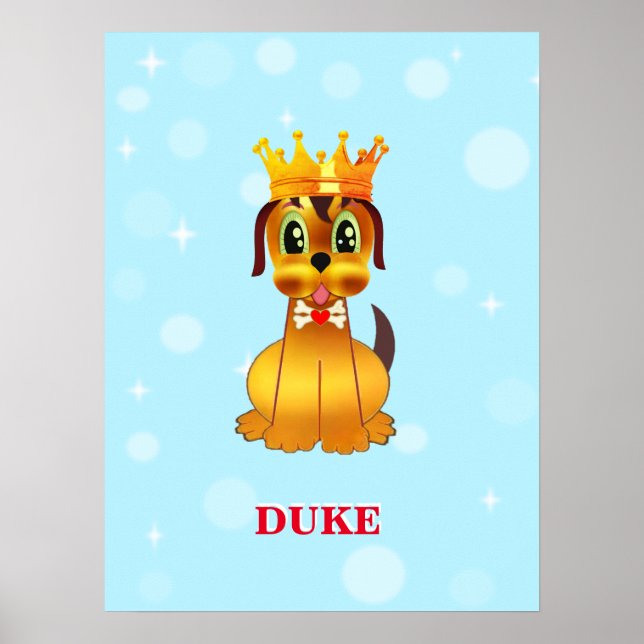 Cute Royal Puppy Dog Cartoon Poster (Front)