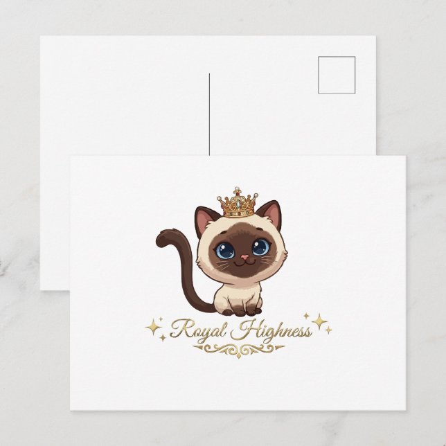  Cute Royal Siamese Cat Postcard (Front/Back)