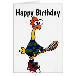 Cute Rubber Chicken Playing Lacrosse Cartoon