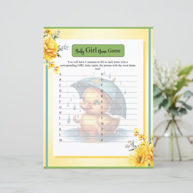Cute Rubber Duck Baby Girl Name Game (Standing Front)