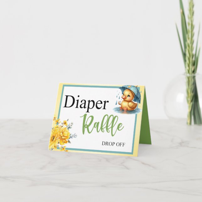 Cute Rubber Duck Baby Shower Diaper Raffle Drop  Card (Front)