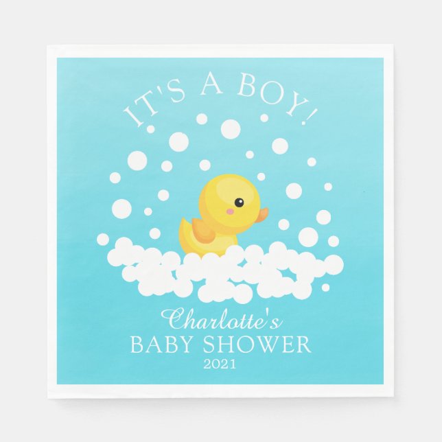 Cute Rubber Duck Baby Shower Paper Napkins (Front)