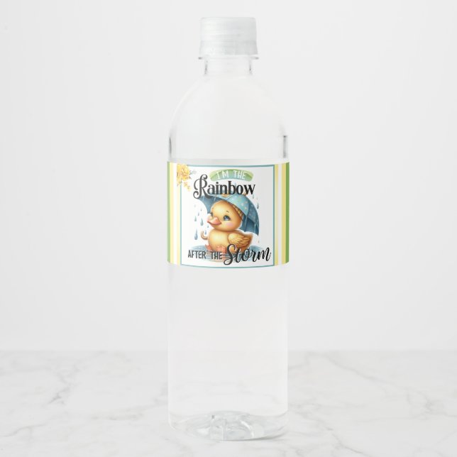 Cute Rubber Duck Baby Shower Water Bottle Label (Front)