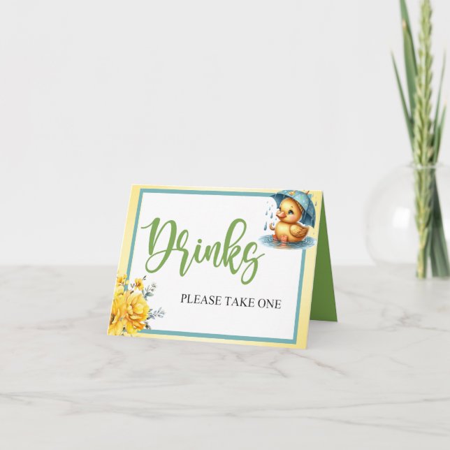 Cute Rubber Duck  Drinks Table Card (Front)