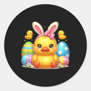 Cute Rubber Duck Duckling Bunny Headband Funny Eas Classic Round Sticker