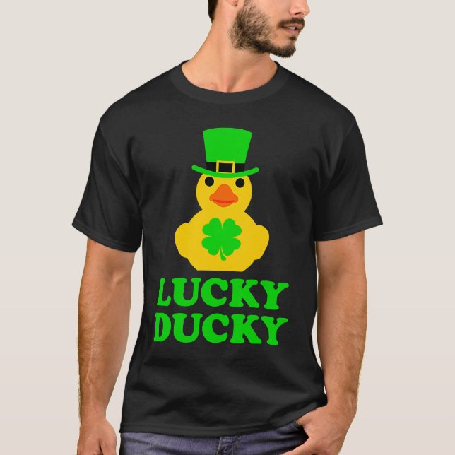 Cute Rubber Duck Four Leaf C Hat St Patrick's Day  T-Shirt (Front)