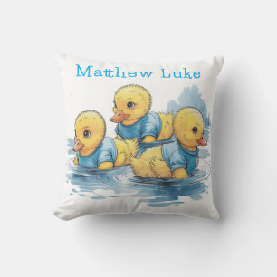 Cute Rubber Duck in Blue Clothing Custom Cushion