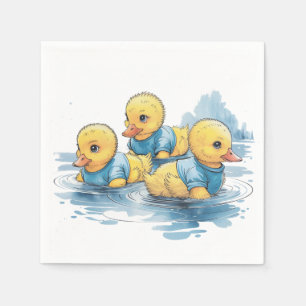 Cute Rubber Duck in Blue Clothing  Napkin