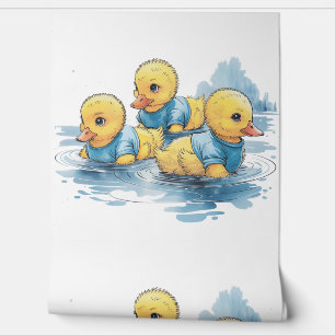 Cute Rubber Duck in Blue Clothing Wallpaper
