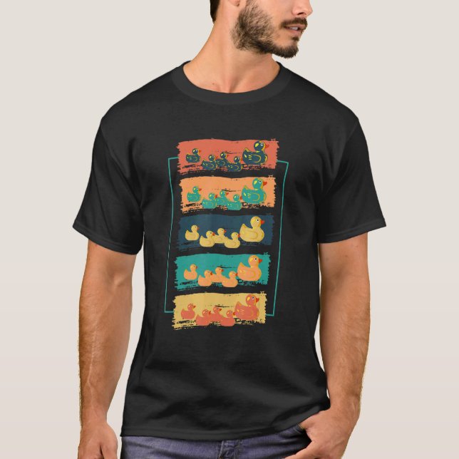 Cute Rubber Ducks Ducklings Doing   Things Duck Re T-Shirt (Front)