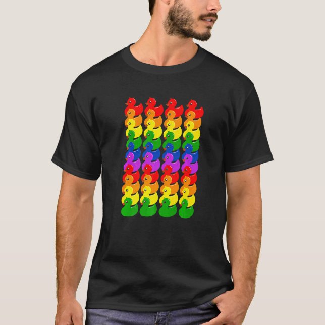 Cute Rubber Ducks Ducklings  LGBTQ Gay Lesbian Pri T-Shirt (Front)