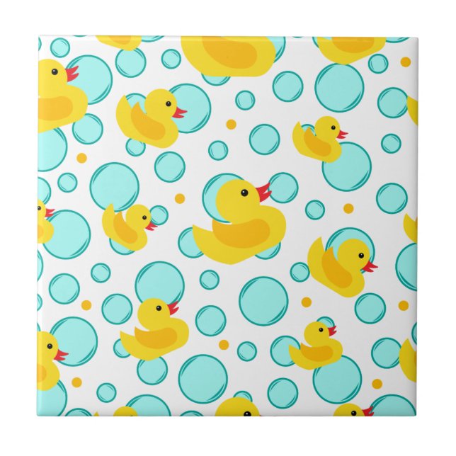 Cute Rubber Ducks Kids Bathroom Ceramic Tile (Front)