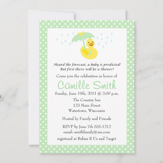 Cute Rubber Ducky Baby Shower Invitation (Front)