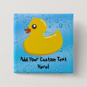 Cute Rubber Ducky/Blue Bubbles 15 Cm Square Badge